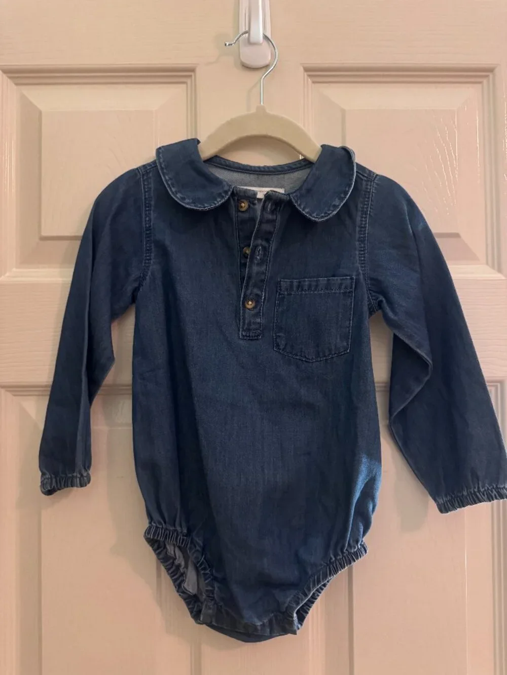 Zara Baby Denim Peter Pan Collar Bodysuit (12-18 months)